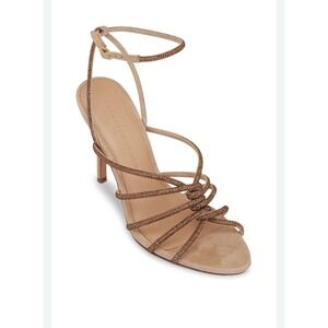 VERONICA BEARD Aneesha‎ crystal-embellished twisted suede sandals 7 Bronze